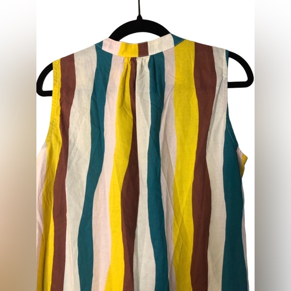 Little Mojo Colorful Rainbow Button Front Sleeveless Shift Dress Size Medium - Picture 4 of 7